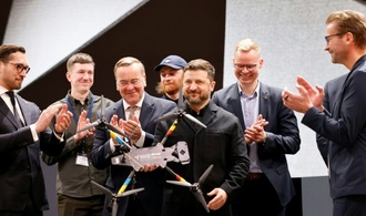 Pistorius und Selenskyj eröffnen deutsch-ukrainische Drohnenproduktion